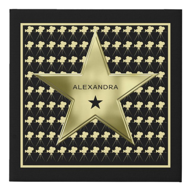 Home Movie Theater Star Custom INDIVIDUAL Name  Faux Canvas Print (Front)