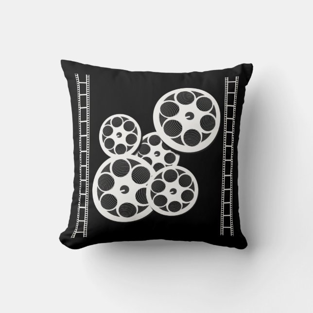 Home Movie Theater Throw Pillow with Film Reels (Front)
