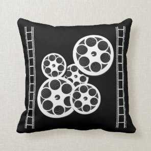 Home Movie Theater Throw Pillow with Film Reels