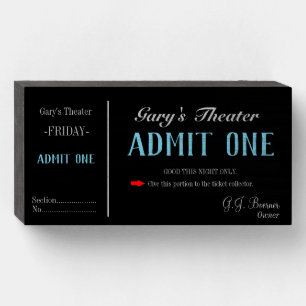 Home Movie Theater TV Room Ticket Wooden Box Sign