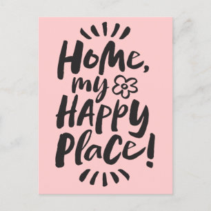 HOME my Happy Place! Homebody - Chic Pink Holiday Postcard