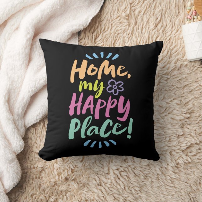 HOME my Happy Place!  Shelter in Place - Homebody Throw Pillow (Blanket)