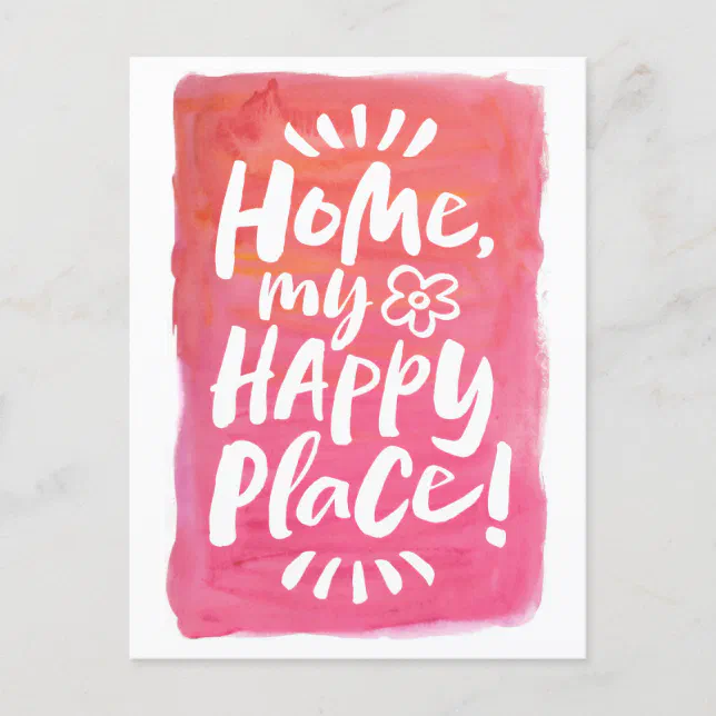 HOME my Happy Place! Shelter in Place Pink Holiday Postcard Zazzle