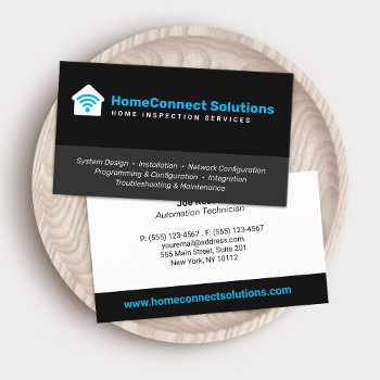Home Network Technician Black  Business Card by sm_business_cards at Zazzle