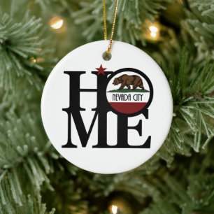 HOME Nevada City California Ceramic Ornament