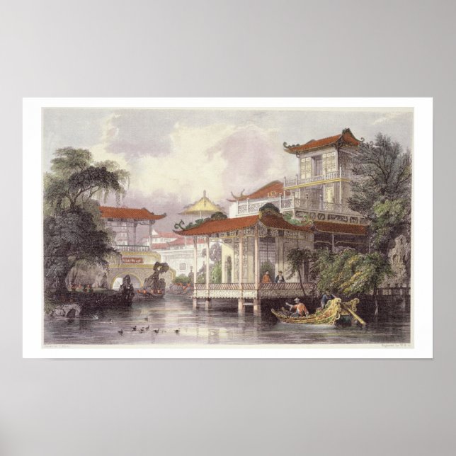 Home of a Chinese Merchant near Canton, from 'Chin Poster (Front)