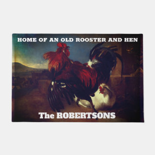 Home of an Old Rooster and Hen Doormat