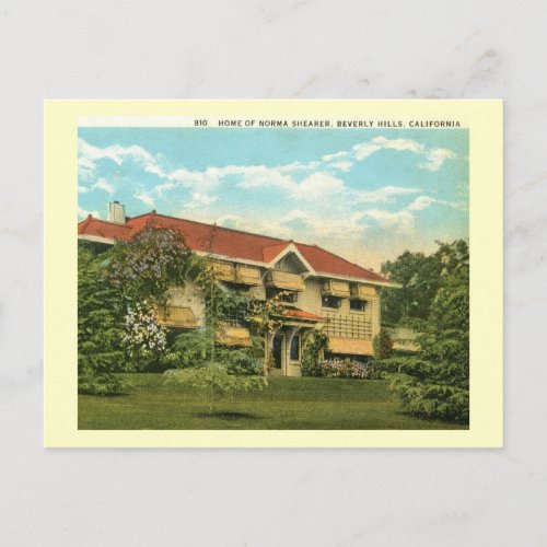 Home of Norma Shearer Beverly Hills Vintage Postcard