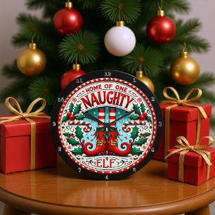 Home of One Naughty Elf Large Clock