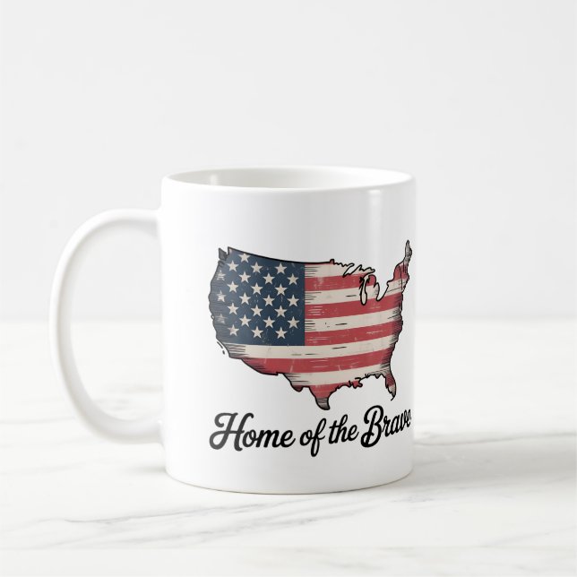 Home of the Brave 4th of July Patriotic Coffee Mug (Left)
