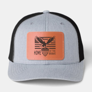Home of the Brave American Eagle Leather Patch Hat