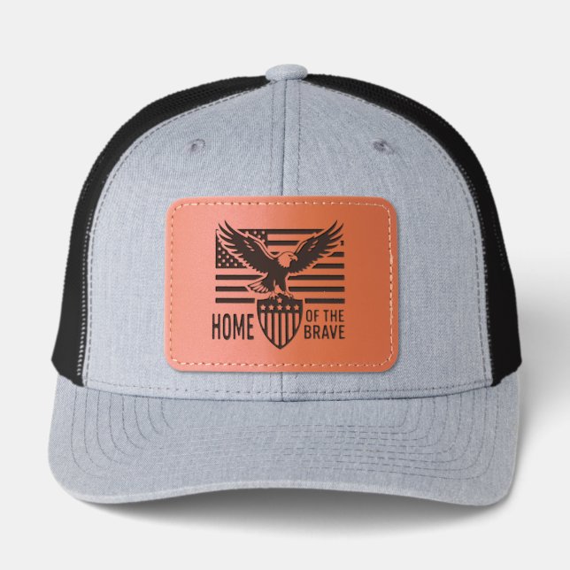 Home of the Brave American Eagle Leather Patch Hat (Front)