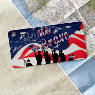 Home of the Brave American Flag License Plate