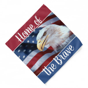 Home of the Brave Bald Eagle and American Flag Bandana