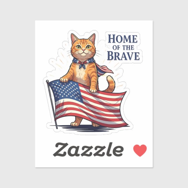 Home of the Brave – Patriotic Cat Sticker (Sheet)