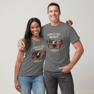 Home of the Brave Patriotic T-Shirt USA Flag Eagle