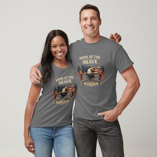 Home of the Brave Patriotic T-Shirt USA Flag Eagle (Unisex)