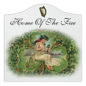 "home Of The Fae" Fairy  Harps & Shamrocks 3 Door Sign by LilithDeAnu at Zazzle