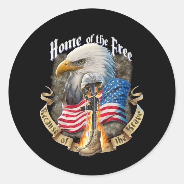 Home Of The Free Because Of Eagle Vetera The Brave Classic Round Sticker (Front)