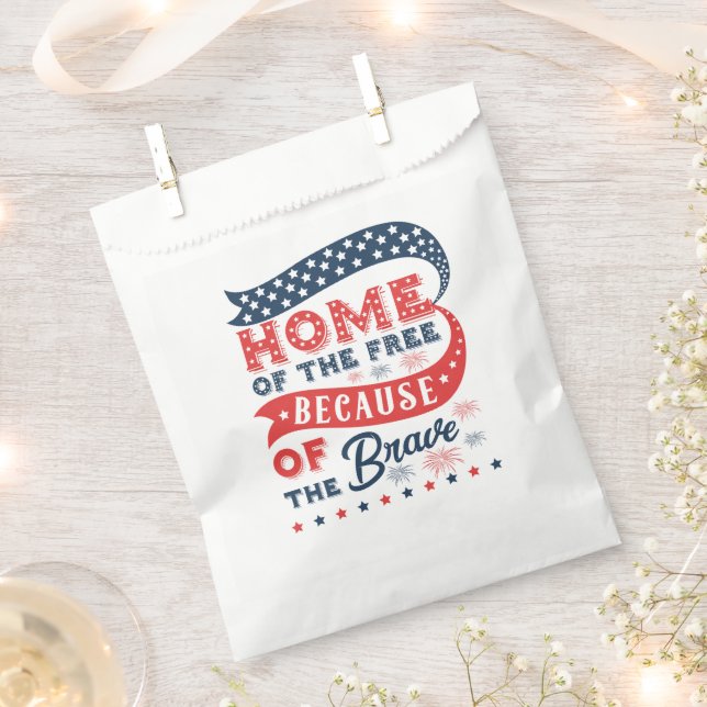 Home Of The Free Because Of The Brave Favor Bag (Clipped)