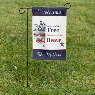 Home of the free because of the brave,   garden flag