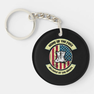 Home of the Free, Because of the Brave Patriotic Keychain