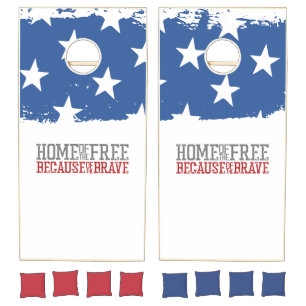 Home of the Free Because of the Brave US Flag Cornhole Set