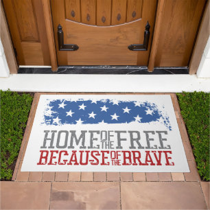 Home of the Free Because of the Brave US Flag Doormat
