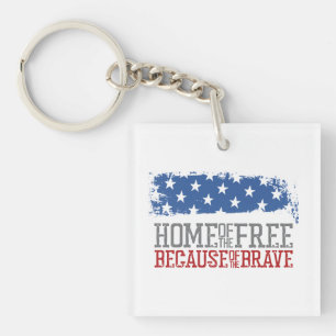Home of the Free Because of the Brave US Flag Keychain