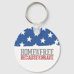 Home of the Free Because of the Brave US Flag Keychain