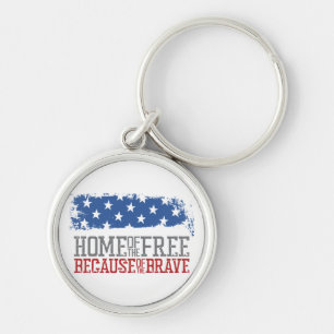 Home of the Free Because of the Brave US Flag Keychain