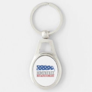 Home of the Free Because of the Brave US Flag Keychain