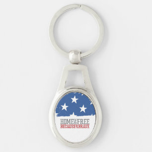 Home of the Free Because of the Brave US Flag Keychain