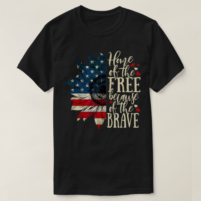 Home Of The Free Because Of The Brave US Flag Sunf T-Shirt (Design Front)