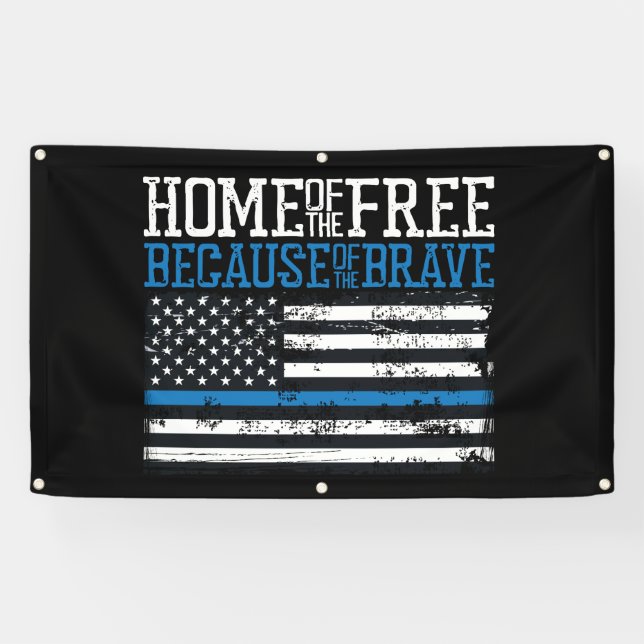 Home of the free because of the brave USA Flag Banner (Horizontal)