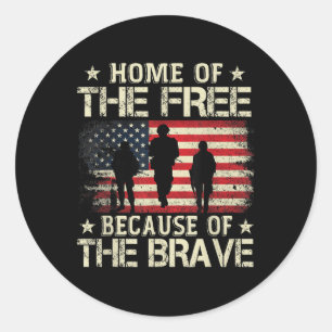 Home Of The Free Because Of The Brave Usa Flag Classic Round Sticker