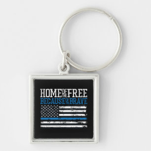Home of the free because of the brave USA Flag Keychain