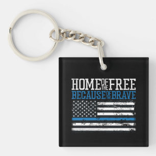 Home of the free because of the brave USA Flag Keychain