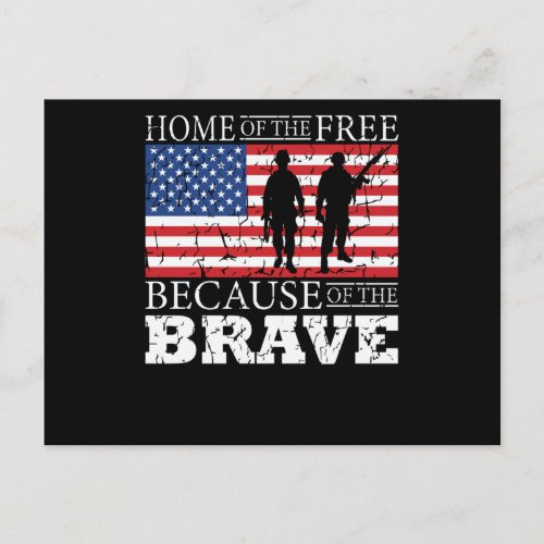 Home Of The Free Because Of The Brave _ USA Flag Postcard