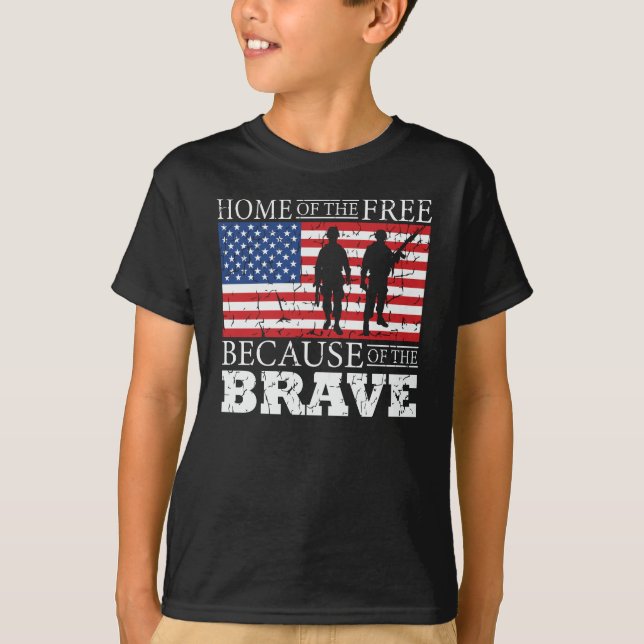 Home Of The Free Because Of The Brave - USA Flag T-Shirt (Front)