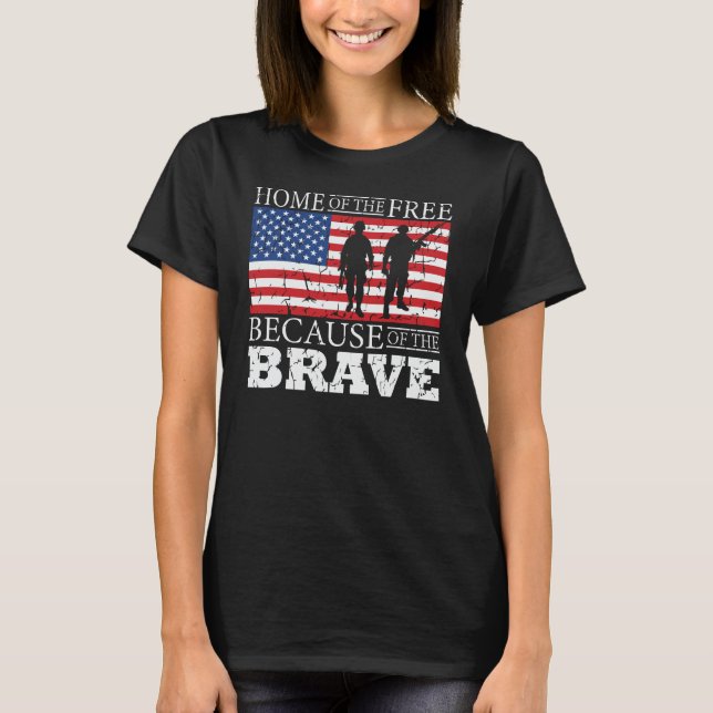 Home Of The Free Because Of The Brave - USA Flag T-Shirt (Front)