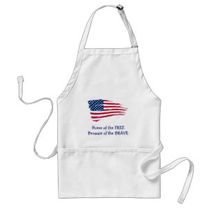 Home of the Free Wavy Flag Adult Apron
