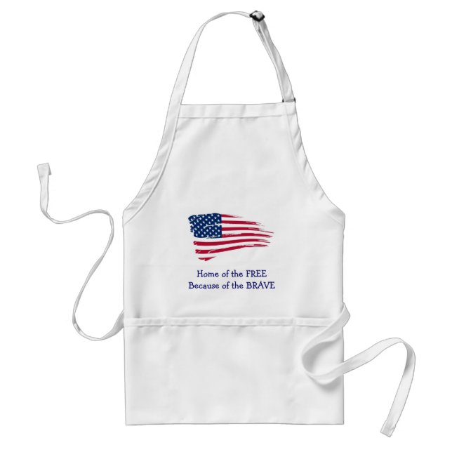 Home of the Free Wavy Flag Adult Apron (Front)