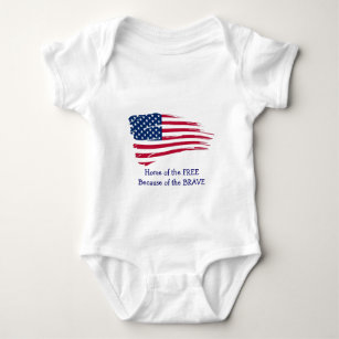 Home of the Free Wavy Flag Baby Bodysuit