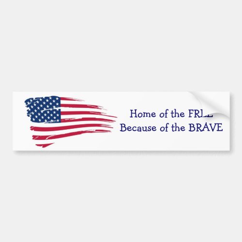 Home of the Free Wavy Flag Bumper Sticker
