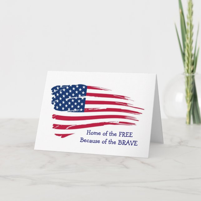 Home of the Free Wavy Flag Card (Front)