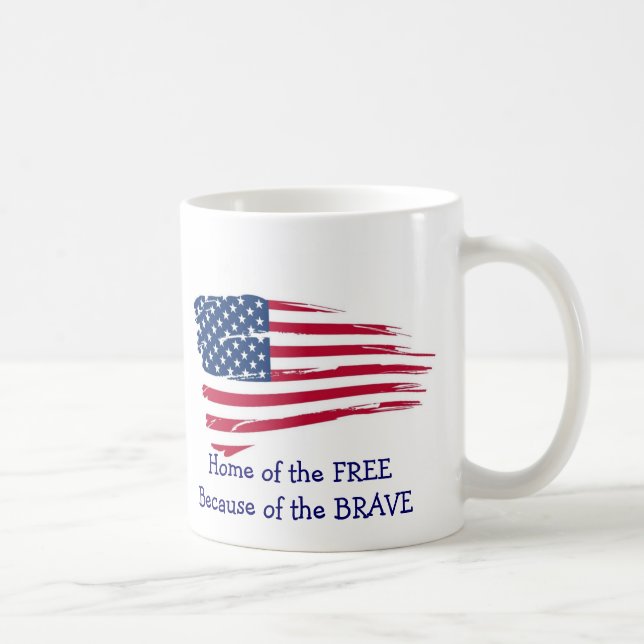 Home of the Free Wavy Flag Coffee Mug (Right)