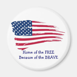 Home of the Free Wavy Flag Magnet