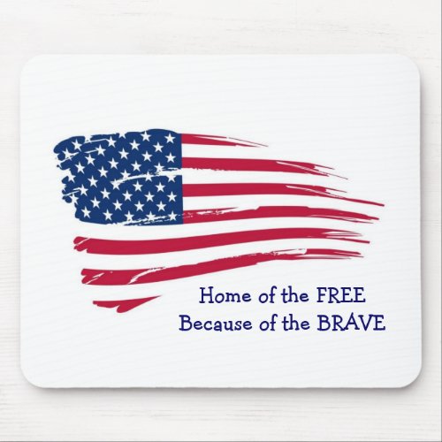 Home of the Free Wavy Flag Mouse Pad