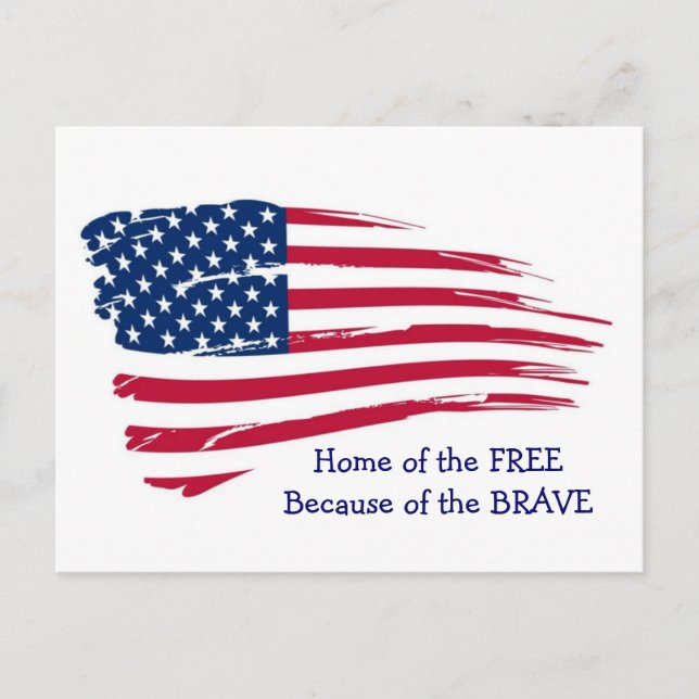 Home of the Free Wavy Flag Postcard (Front)